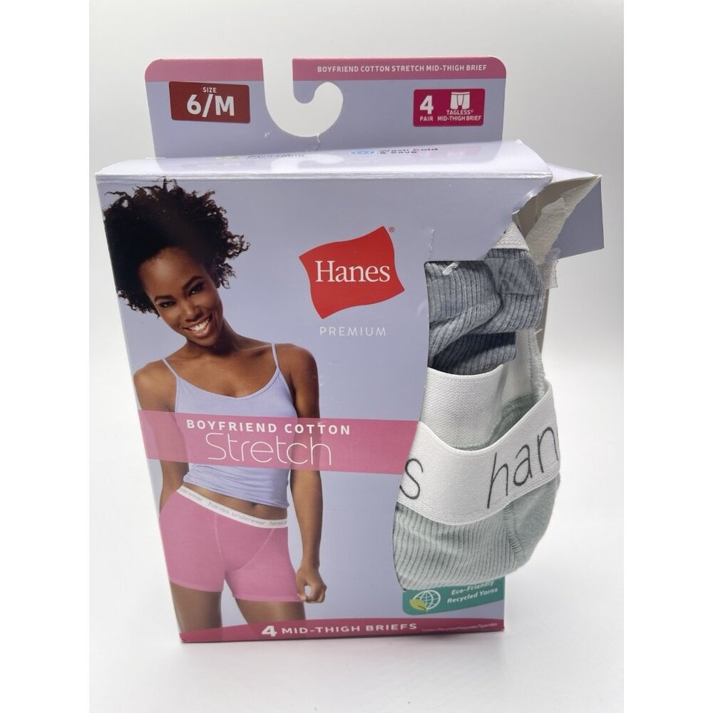 Hanes Premium Boyfriend Stretch Boxer Briefs Womens Medium Mid Thigh Briefs‎